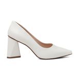 Sapato Feminino Scarpin Salto Triangulo Napa Off White