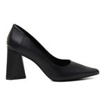 Sapato Feminino Scarpin Salto Triangulo Napa Preto