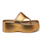 Tamanco Feminino Flat Plataforma Bronze