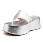 Tamanco Feminino Flat Plataforma Prata Velho