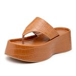 Tamanco Feminino Flat Plataforma Whisky