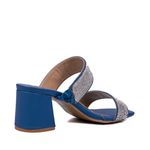 Tamanco Feminino com Tiras de Strass Napa Azul Marinho