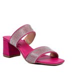 Tamanco Feminino com Tiras de Strass Napa Pink