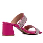 Tamanco Feminino com Tiras de Strass Napa Pink