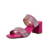 Tamanco Feminino com Tiras de Strass Napa Pink