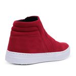 Tênis Casual Feminino Cano Alto com Zíper Camurça Vermelho