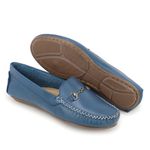 Mocassim Feminino Couro Legítimo Azul