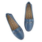 Mocassim Feminino Couro Legítimo Azul