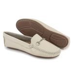 Mocassim Feminino em Couro Legítimo Off White