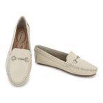 Mocassim Feminino em Couro Legítimo Off White