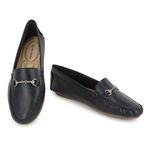 Mocassim Feminino em Couro Legítimo Preto