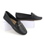 Mocassim Feminino em Couro Legítimo Preto