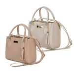 Kit 2 Bolsas Femininas Médias Nude e Off White