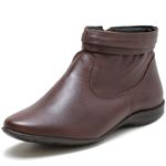 Bota Feminina Flat Rasteira Couro Legítimo Café