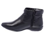 Bota Feminina Flat Rasteira Couro Legítimo Preto