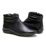 Bota Feminina Flat Rasteira Couro Legítimo Preto