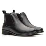 Botina Chelsea Feminina Em Couro Latego Preto