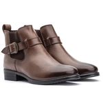 Botina Chelsea Feminina com Fivela Em Couro Latego Marrom