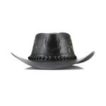 Chapéu Estilo Americano Adulto Linha Barretos Couro Legítimo Preto