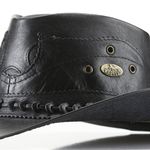 Chapéu Estilo Americano Adulto Linha Barretos Couro Legítimo Preto