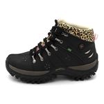 Bota Adventure Feminina Sintético Preto e Onça