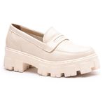 Sapato Mocassim Feminino Tratorado Couro Legítimo Off White