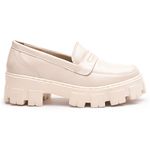 Sapato Mocassim Feminino Tratorado Couro Legítimo Off White