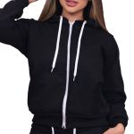 Blusa Avulsa Moletom Feminino Zíper Preto