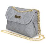 Clutch Feminina Prata Gliter 