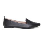 Mocassim Feminino Confort Bico Fino em Couro Preto