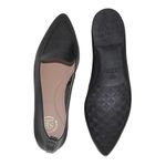 Mocassim Feminino Confort Bico Fino em Couro Preto