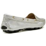 Mocassim Feminino Couro Legítimo Verniz Prata