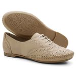 Sapato Oxford Feminino Couro Legítimo Areia