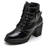 Coturno Feminino Couro Legítimo Verniz Preto 