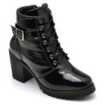 Coturno Feminino Couro Legítimo Verniz Preto 