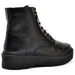 Coturno Tratorado Feminino Couro Legitimo Preto