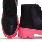 Coturno Feminino Couro Legítimo Tratorado Preto e Pink