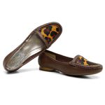 Mocassim Feminino Couro Legítimo Café Onça