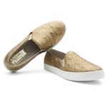 Tênis Feminino Slip On Couro Legítimo Bronze