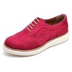 Sapato Oxford Feminino Couro Camurça Fúcsia