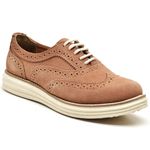 Sapato Oxford Feminino Couro Camurça Salmão