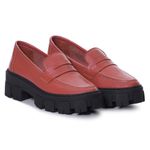 Mocassim Casual Feminino Tratorado Couro Legítimo Orange Sola Preta