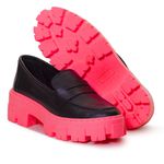 Mocassim Feminino Tratorado Couro Legítimo Preto Sola Pink