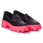 Mocassim Feminino Tratorado Couro Legítimo Preto Sola Pink