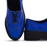 Sapato Oxford Feminino Sintético Azul Metalizado