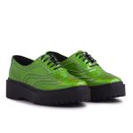 Sapato Oxford Feminino Sintético Verde Metalizado