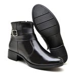 Bota Feminina Buckle Cano Curto Couro Legítimo Preto
