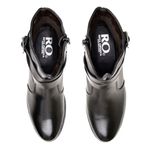 Bota Feminina Buckle Cano Curto Couro Legítimo Preto