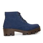 Coturno Feminino Tratorado Cano Curto Couro Nobuck Azul