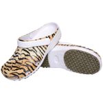 Babuche Soft Works Antiderrapante Branco e Tigre 